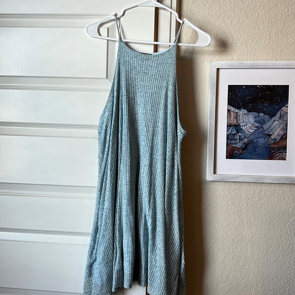 Fab’rik Blue Dress- mini- liner light weight dress- L (runs a little small)